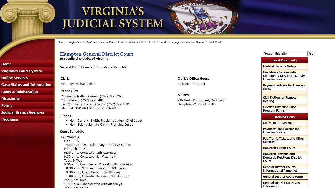 Hampton General District Court - Virginia’s Judicial System